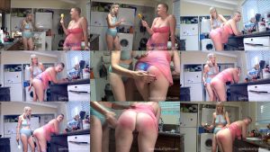 Riley withstands some smacks with the spatula -0 SpankedCallGirls – Clare Spanks Riley Nixon in Kitchen