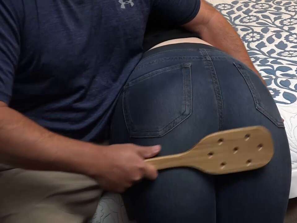 Hand Spanking - Summer Vacation Spanking - Paddle and Belt on Jeans